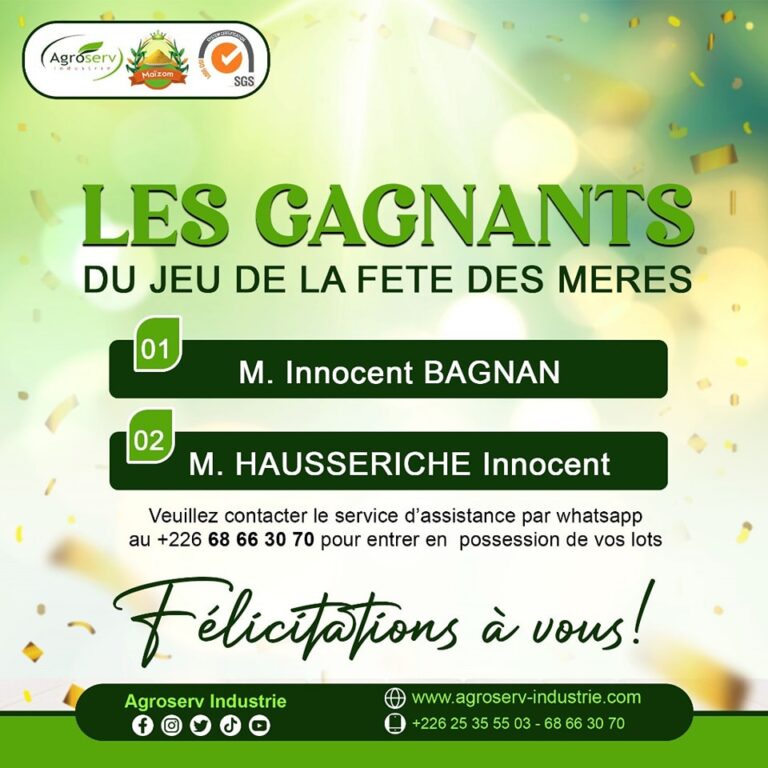 Félicitations!!!
 Hausseriche Innocent & Innocent Bagnan
 Agroserv Industrie…